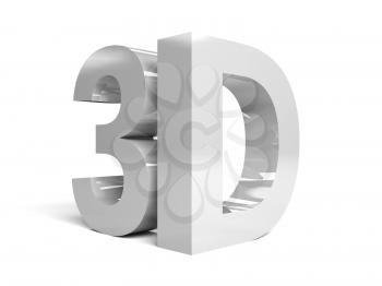 Word 3D on white background. Concept 3D illustration