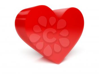 Big red heart over white background. Concept 3D illustration.