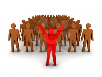 Crowd leadership. Concept 3D illustration.