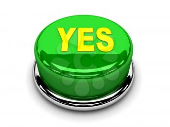 3d button green yes consented push