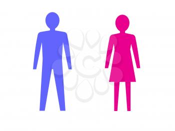 Symbols of male and female pink and blue. 3D illustration