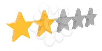 Two stars rating. Concept 3D illustration.