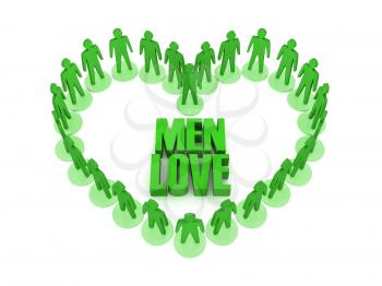 Men love. Concept 3D illustration