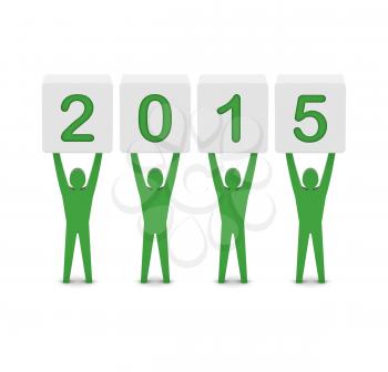 Men holding the 2015 year. Concept 3D illustration.