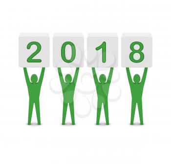 Men holding the 2018 year. Concept 3D illustration.