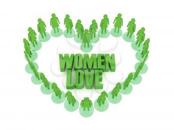 Women love. Concept 3D illustration