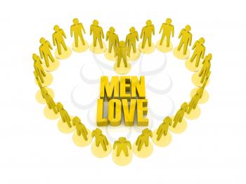 Men love. Concept 3D illustration