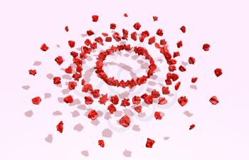Background relative to valentines day. Hearts icons sparse. 3D rendering
