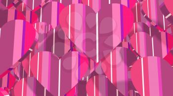 Striped red hearts icons backdrop. Background relative to valentines day