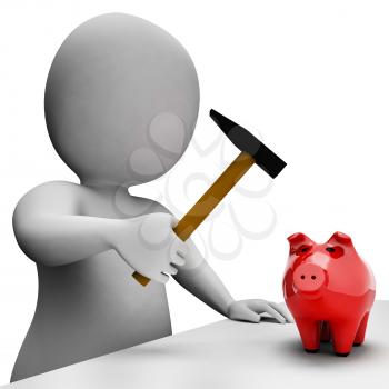 Save Savings Showing Piggy Bank And Shop 3d Rendering