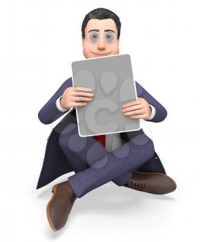 Online Character Showing World Wide Web And Business Person 3d Rendering