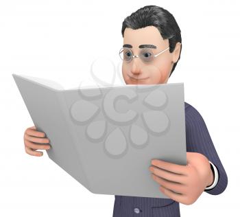 Report Character Showing Business Person And Render 3d Rendering