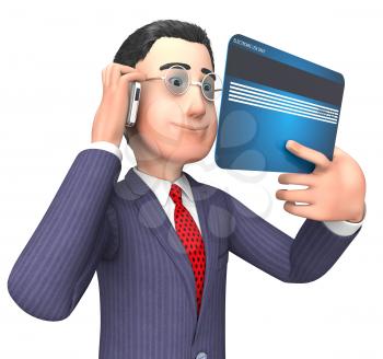 Credit Card Indicating Business Person And Illustration 3d Rendering