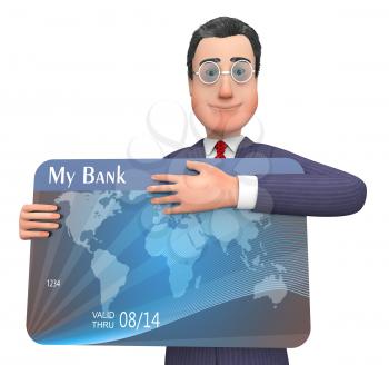 Credit Card Showing Currency Retail And Crisis 3d Rendering