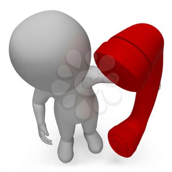 Talking Character Showing Phone Call And Communication 3d Rendering