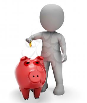 Piggybank Save Representing Finances Saved And Prosperity 3d Rendering