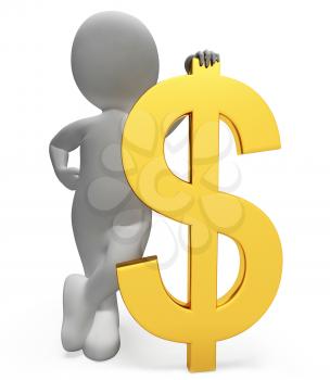 Money Character Indicating United States And Cash 3d Rendering