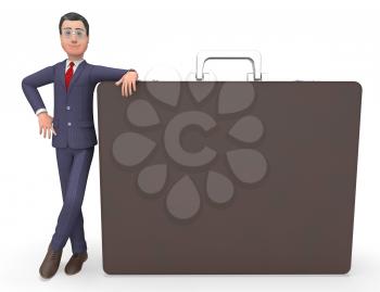 Businessman Briefcase Meaning Copy Space And Illustration 3d Rendering