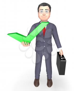 Businessman Tick Meaning Success Successful And Ok 3d Rendering