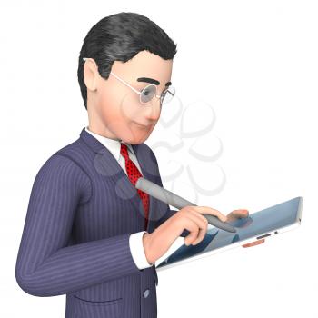Character Businessman Showing Report Render And Write 3d Rendering