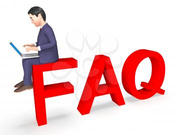 Businessman Faq Representing Frequently Asked Questions And Counselling 3d Rendering