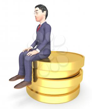 Money Character Representing Business Person And Riches 3d Rendering