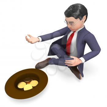 Businessman Coins Representing Homeless Profit And Starvation 3d Rendering
