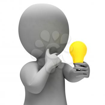 Lightbulb Idea Meaning Power Source And Character 3d Rendering