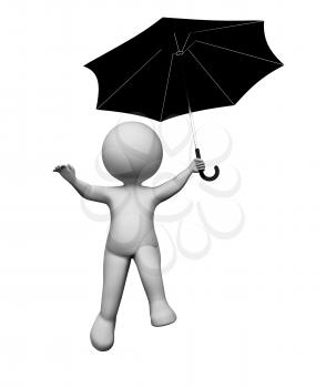 Umbrella Flying Meaning Umbrellas Render And Illustration 3d Rendering