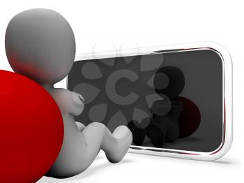 Smartphone Character Indicating World Wide Web And Website 3d Rendering