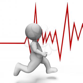 Health Running Meaning Heart Rate And Illustration 3d Rendering