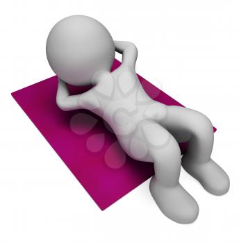 Sit Ups Showing Working Out And Exercise 3d Rendering