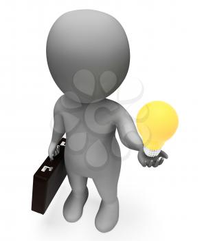 Lightbulb Character Meaning Power Source And Thoughts 3d Rendering