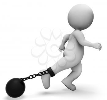 Ball And Chain Indicating Illegal Misdeed And Enslaving 3d Rendering