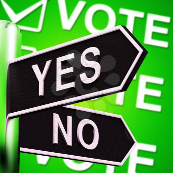 Yes No Signpost Shows Indecision Choosing 3d Illustration