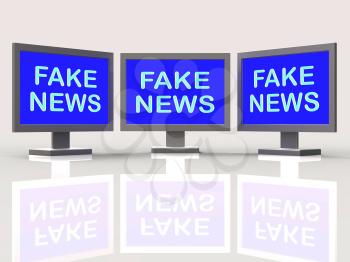 Fake News Tv Screens Means Misleading 3d Illustration