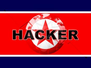 Hack Means North Korea Attack 3d Illustration. Online Data Cybercrime Spy From Dprk Using Phishing And Virus Versus Online Information Technology