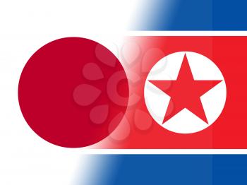 Japan And North Korea Talks 3d Illustration. International Diplomacy, Peace And Cooperation Between Two Countries - Tokyo And Pyongyang