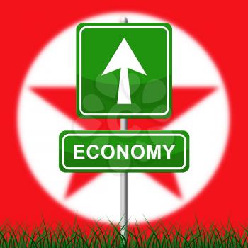 North Korean Economy Failing Market 3d Illustration. Shows Pyongyang Economic Disaster, No Growth, Financial Crisis And Falling Finances