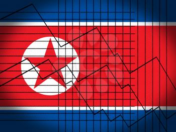 North Korean Economy And Finances 3d Illustration. Shows NK Economic Problems, Sanctions And Lack Of Trade And Growth