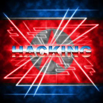 Hacker Means North Korean Data Virus 3d Illustration. Online Data Cybercrime Spy From Dprk Using Phishing And Technology Versus Web Information