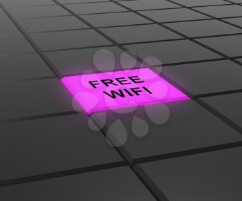 Free Wifi Logo Surfing Hotspot 3d Rendering Shows Public Online Services Wireless Access For Cyber Communication And Surfing