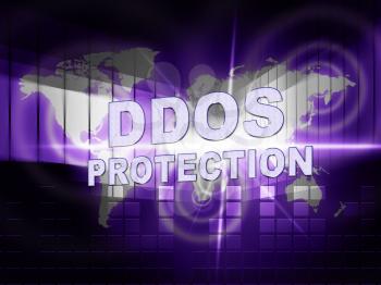 Ddos Protection Denial Of Service Security 3d Illustration Shows Malware And Intruder Risk On System Or Web