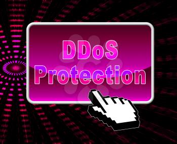 Ddos Protection Denial Of Service Security 3d Illustration Shows Malware And Intruder Risk On System Or Web