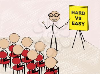 Hard Vs Easy Sign Represents Tough Choice Versus Difficult Problem. Guidance To Solve A Problem Without Difficulty - 3d Illustration