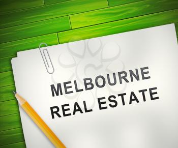 Melbourne Real Estate Property Report Representing Australian Realty In Victoria. Urban Downtown Waterfront Residences - 3d Illustration