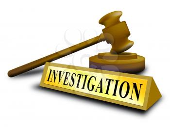 Fbi Investigation Gavel Depicting Federal Bureau Scrutiny And Analyzing Suspicious Suspect 3d Illustration. Investigator Of Murder Or Crime
