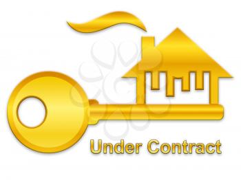 Home Under Contract Symbol Depicting Real Estate Purchase Completed. Legal Documents Finished And House Offer Agreed  - 3d Illustration