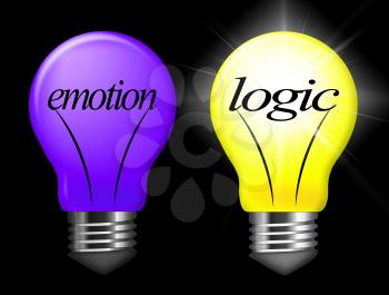 Emotion Vs Logic Light Depicts The Logical Compared With Emotional Mind. These Opposite Views Include Analytics Pragmatism And Intuition - 3d Illustration