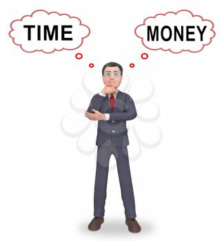 Time Vs Money Thought Contrasting Earning Money With Leisure Or Retirement. Quit And Live A Relaxing Life Or Work Harder - 3d Illustration